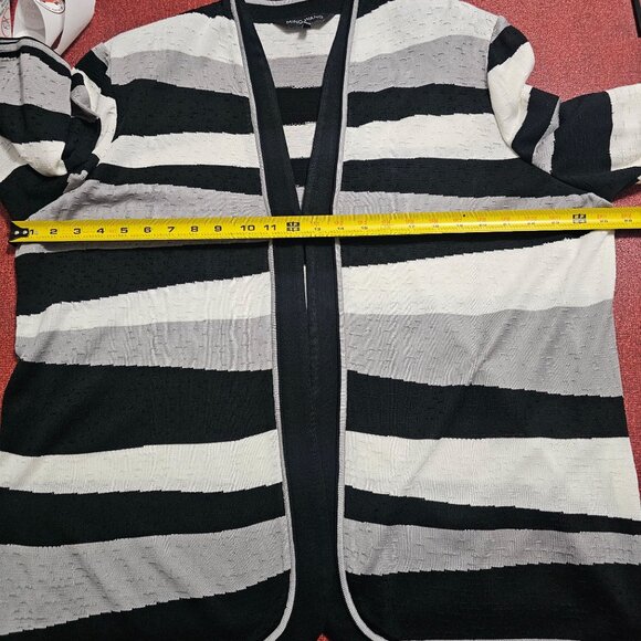 Ming Wang Open Front Hook Cardigan Sweater 1X Lilac Geometric Office Mature - Picture 7 of 11